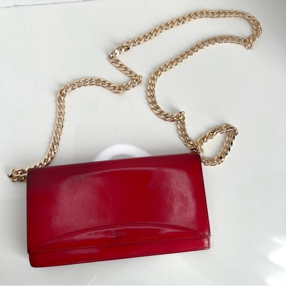 Loewe Red Leather Chain Wallet - Picture 2 of 16